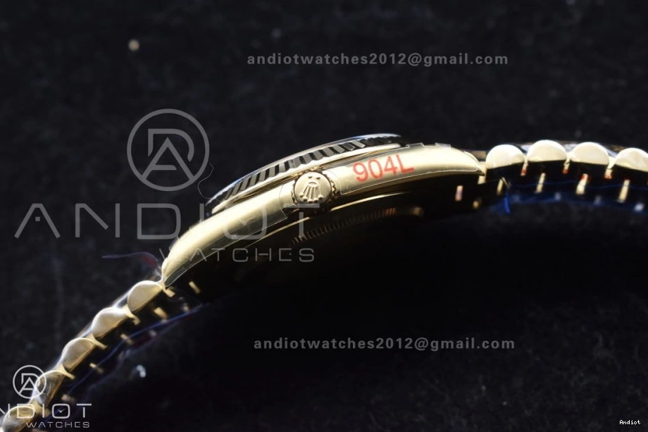 Dial 40 Markers President 701 Crystal GMF A2836 DayDate On 904L RG Black Bracelet Lightweight Steel Tungsten Weighted V with 0725